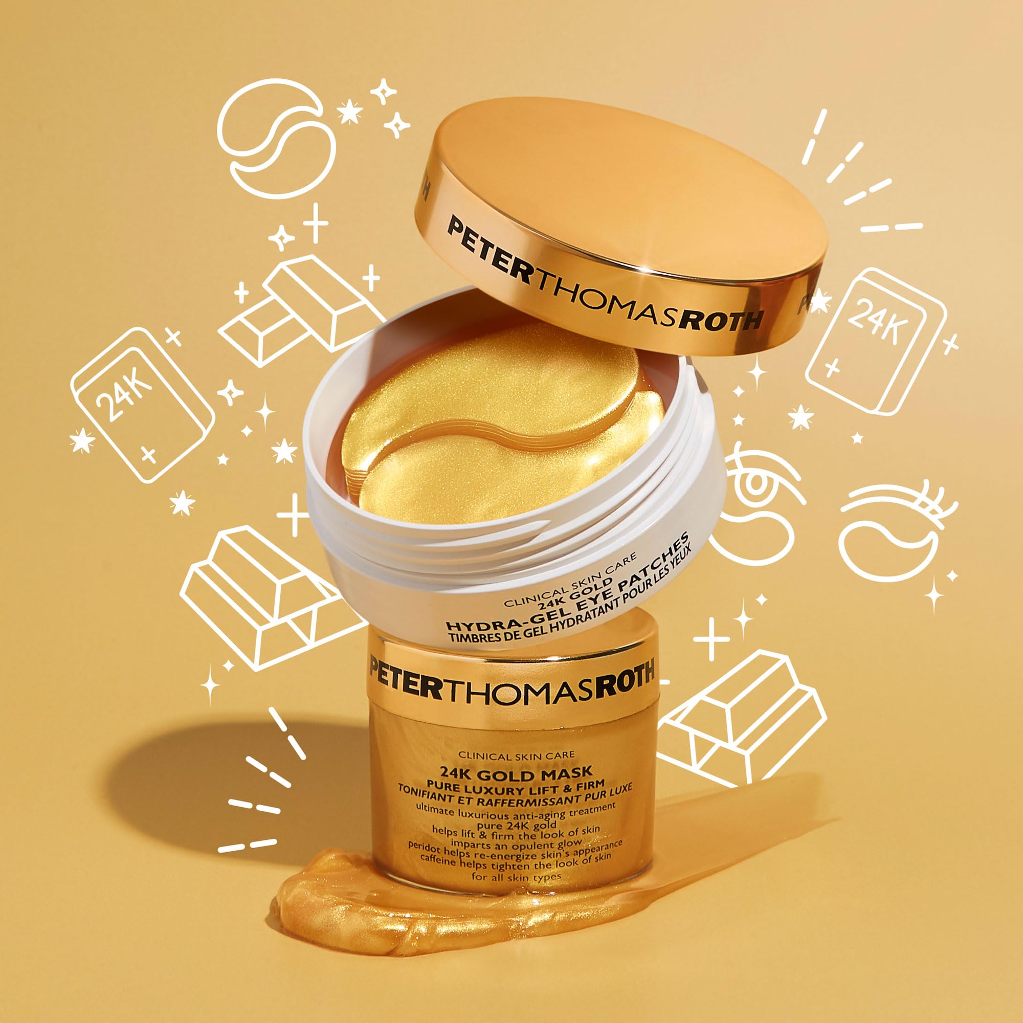 Peter Thomas Roth close-up of a gold-infused hydro-gel eye patch hydrating under-eye
