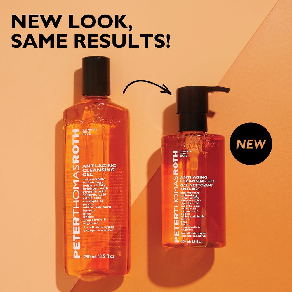 Peter Thomas Roth gel staged in bathroom setting suggesting daily routine benefit