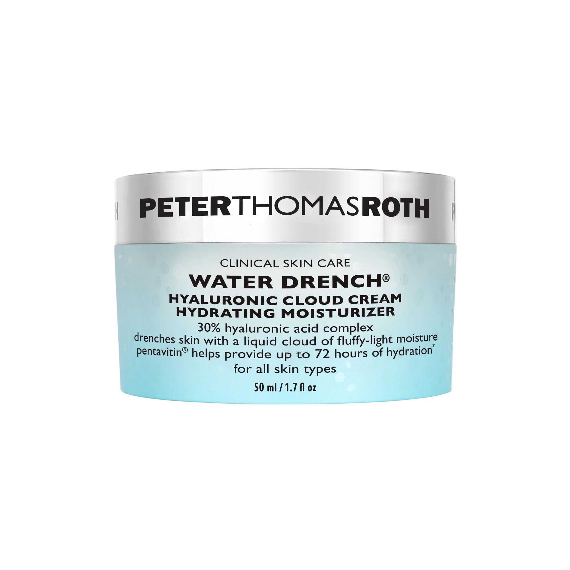 Peter Thomas Roth jar front view showing refillable design and brand benefit