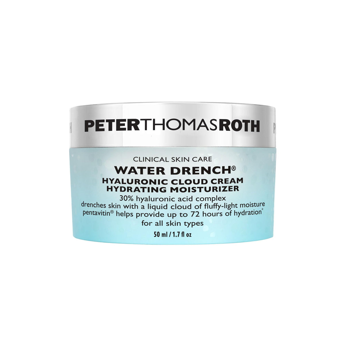 Peter Thomas Roth jar front view showing refillable design and brand benefit