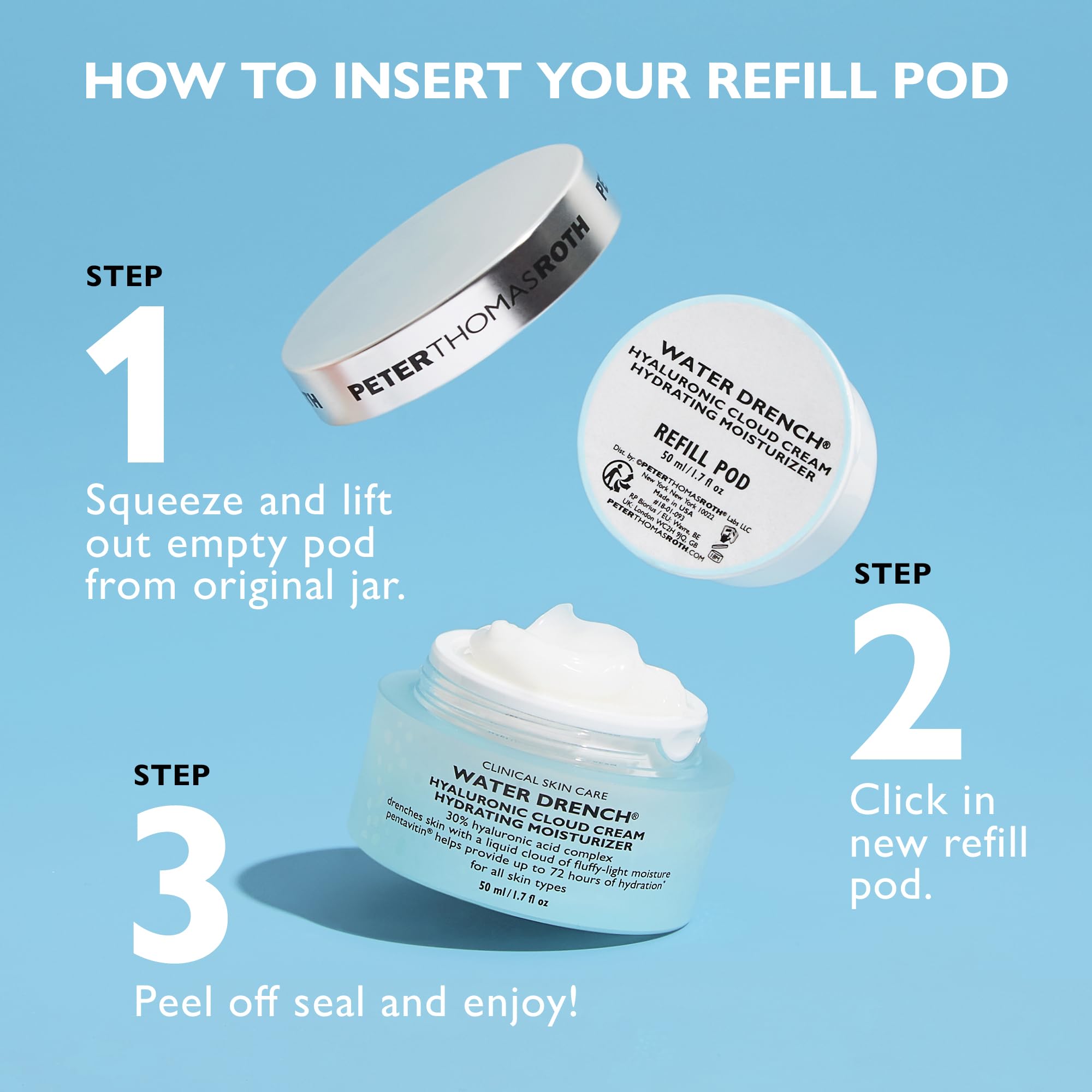 Peter Thomas Roth ingredient panel close-up showing hyaluronic complex and benefits