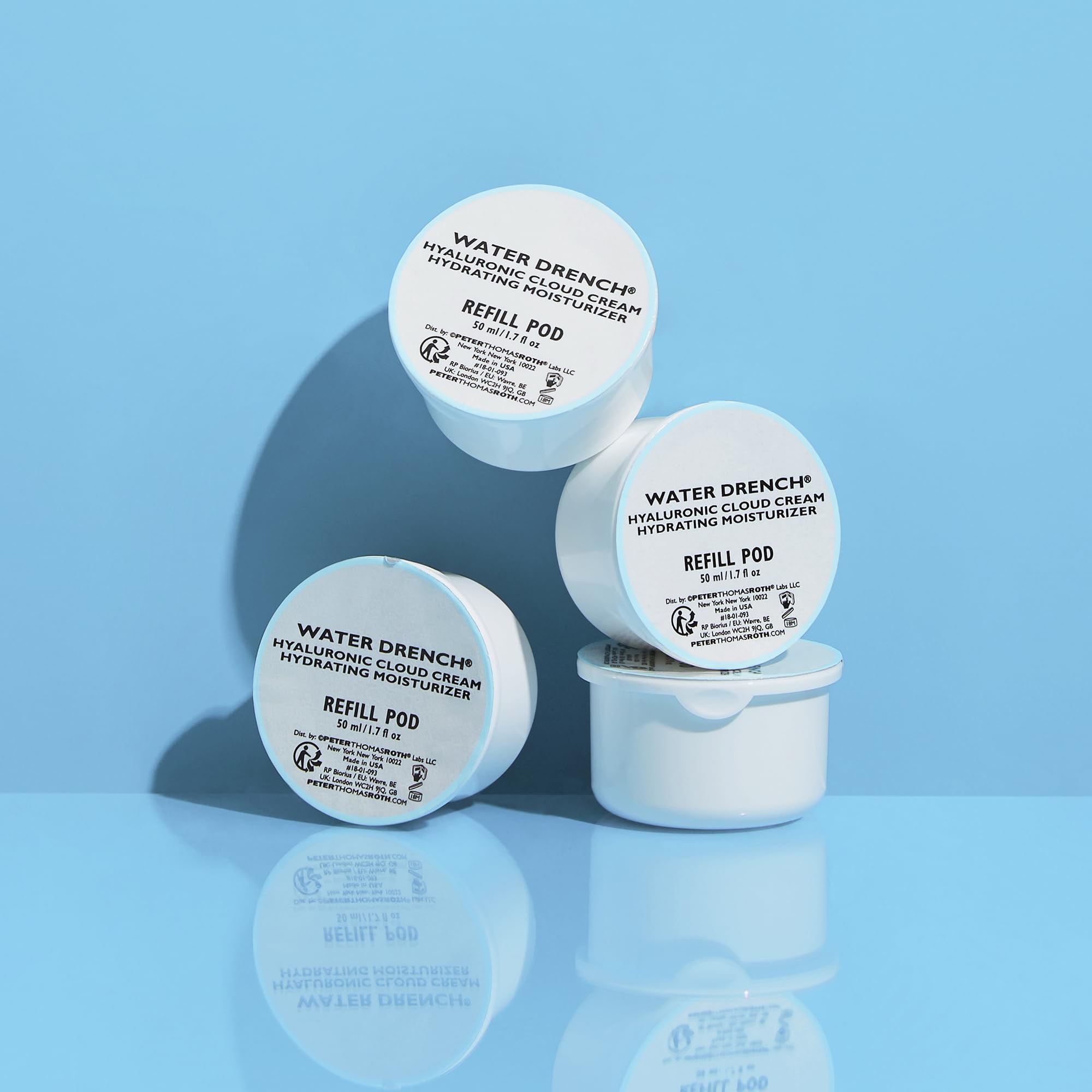 Peter Thomas Roth pod next to a credit card for scale showing compact refill size