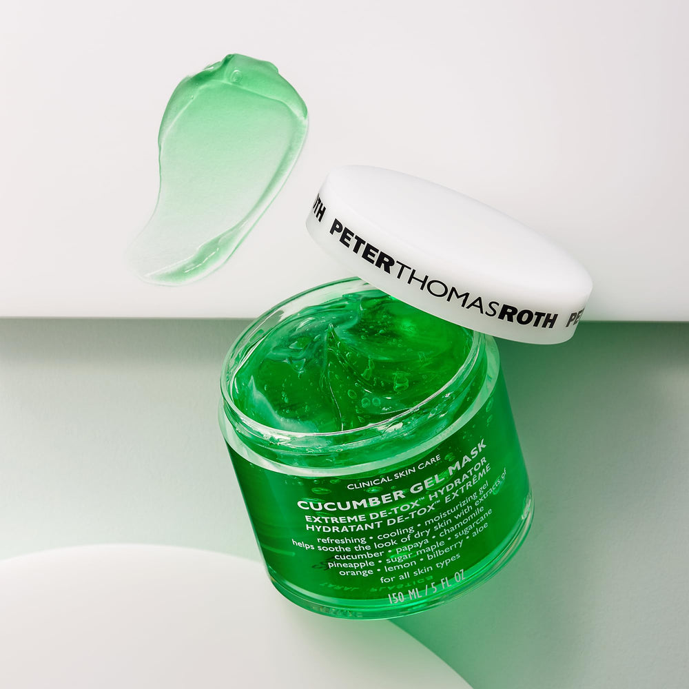 Peter Thomas Roth jar beside ingredients label showing botanical benefits