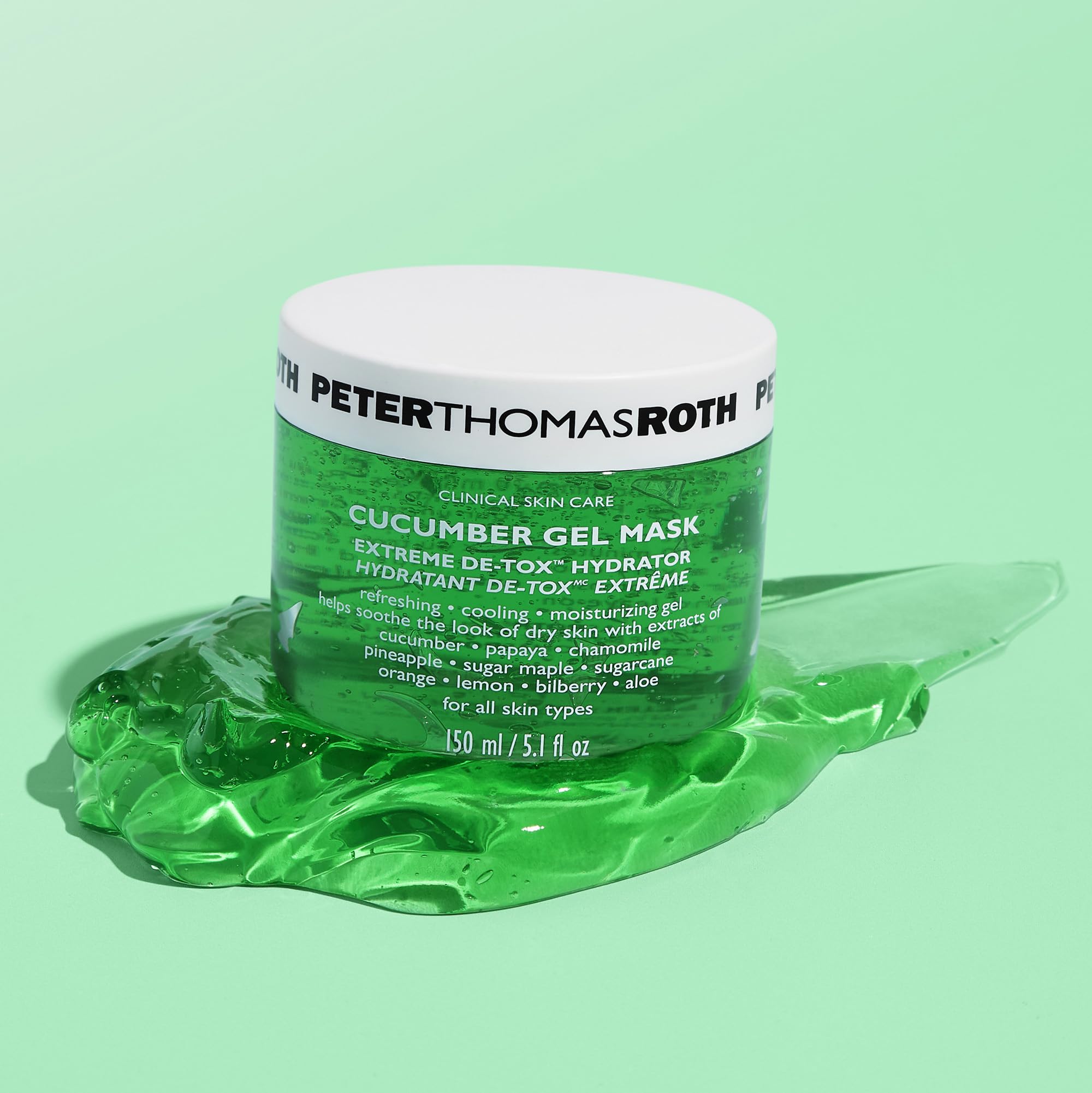 Peter Thomas Roth close-up gel texture highlighting cooling hydration