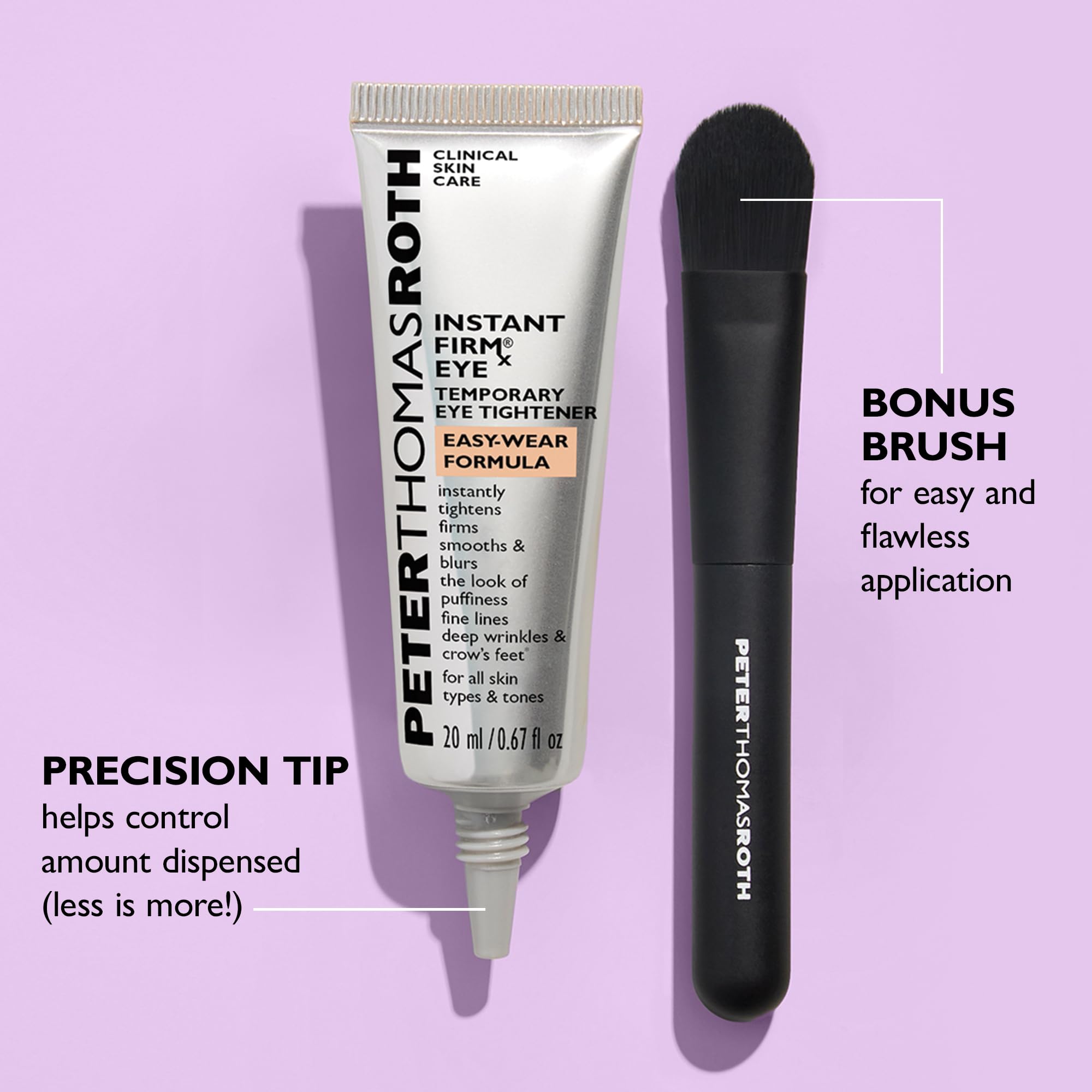 Peter Thomas Roth application demo under-eye showing immediate tightening benefit