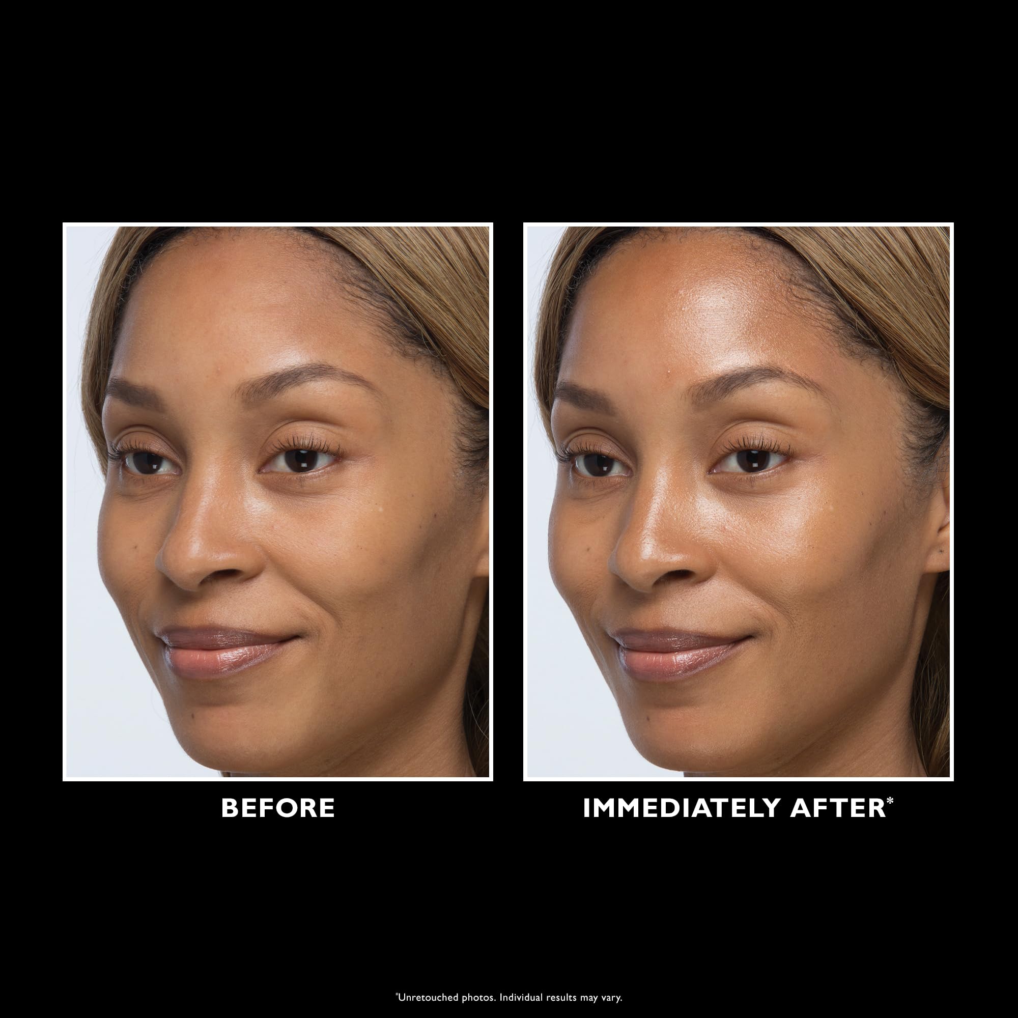 peter thomas roth model wearing product alone showing natural glow and refined contour benefit