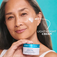 Peter Thomas Roth moisturizer jar top view showing rich cream and easy scoop access for hydration