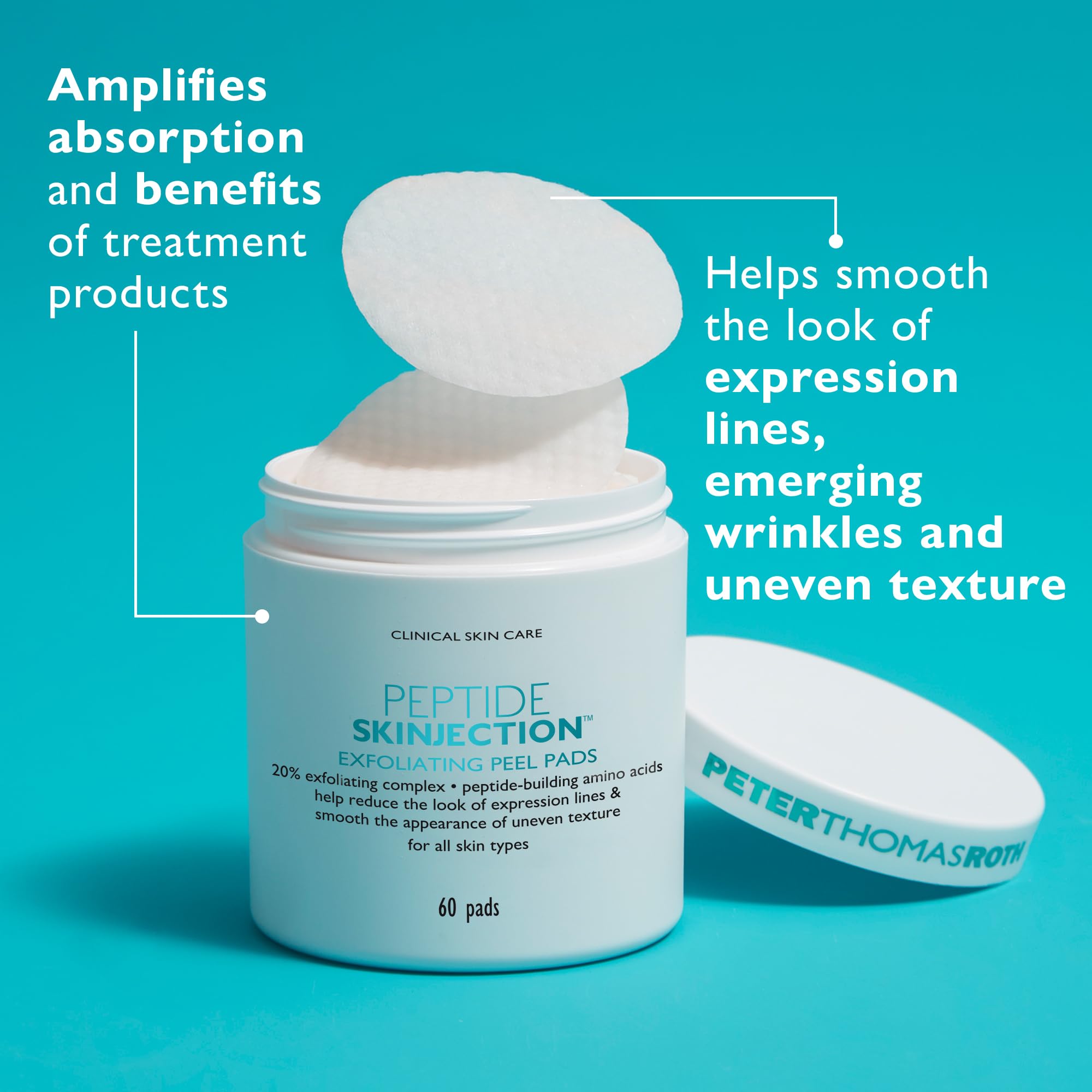 Peter Thomas Roth close-up pad texture highlighting exfoliant saturation
