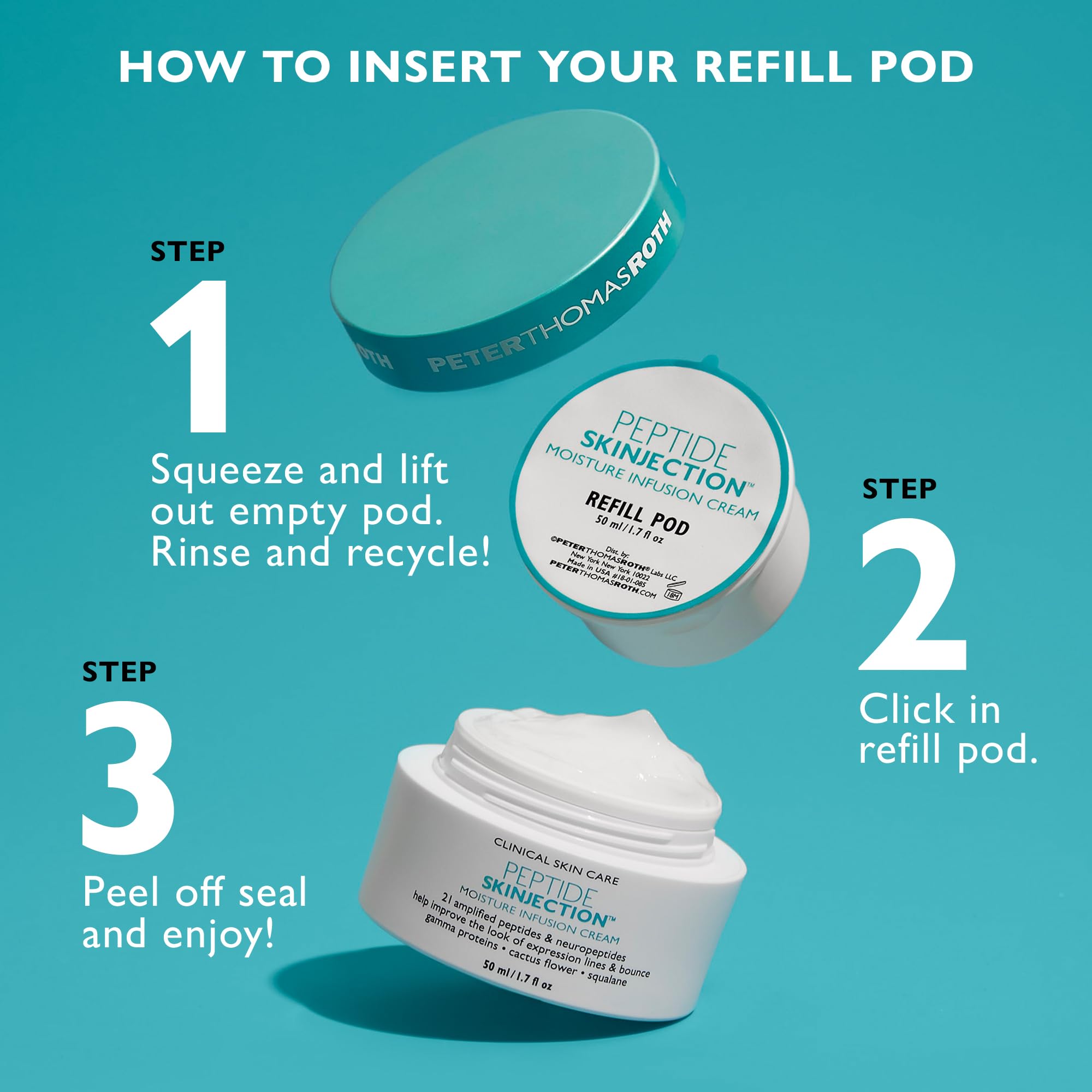 Peter Thomas Roth jar next to hand showing product size and portability