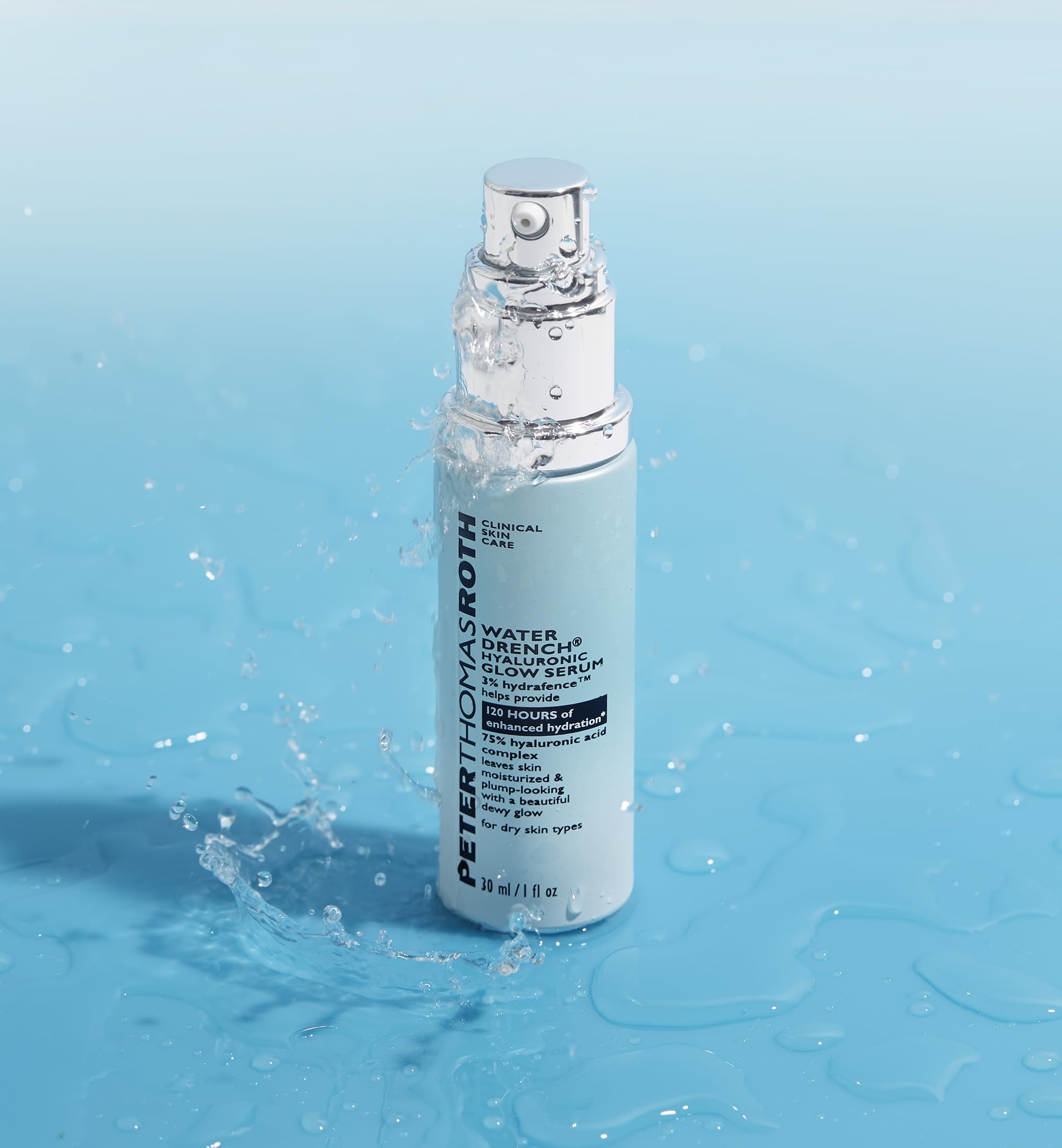 Peter Thomas Roth bottle beside coin for scale showing product size benefit