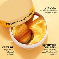 Peter Thomas Roth patches applied under eye showing de-puffing and cooling effect
