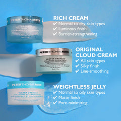 Peter Thomas Roth applied on cheek demonstrating luminous, dewy finish and barrier support