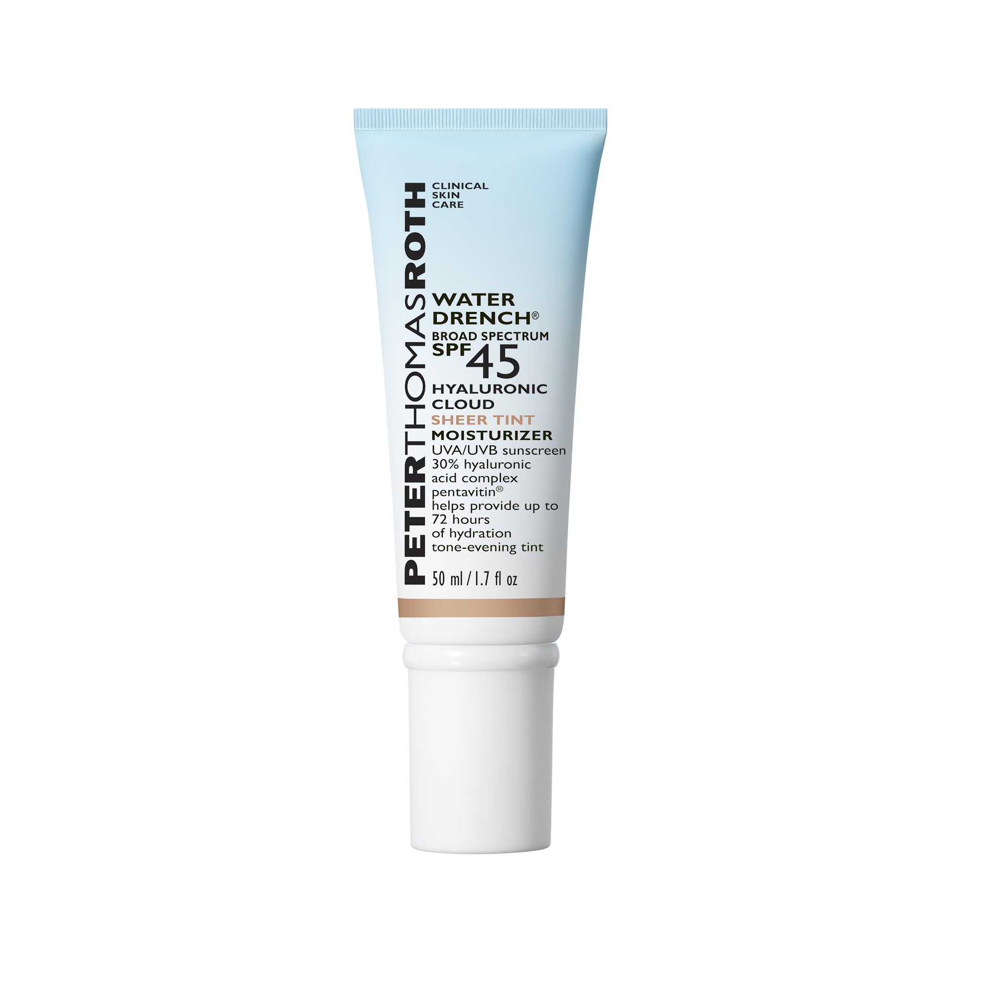 Peter Thomas Roth front packaging showing lightweight tinted SPF45 benefit