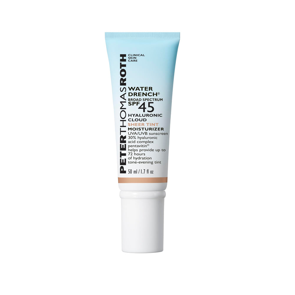 Peter Thomas Roth front packaging showing lightweight tinted SPF45 benefit