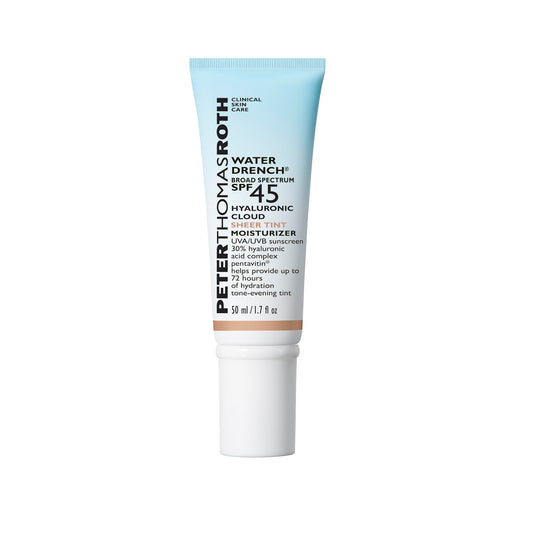 Peter Thomas Roth front packaging showing lightweight tinted SPF45 benefit