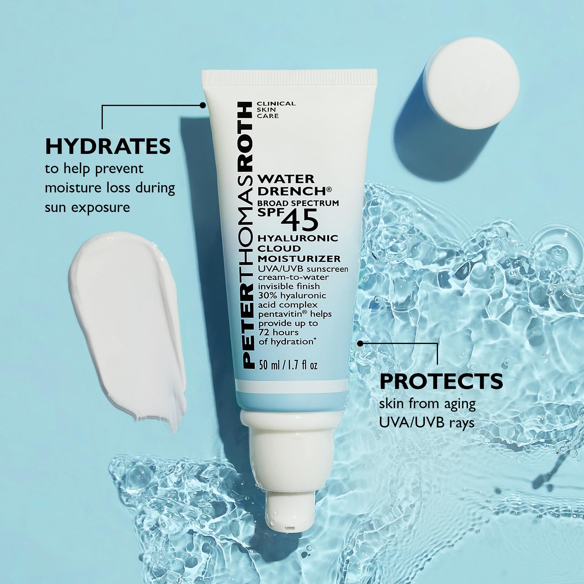 Peter Thomas Roth texture close-up revealing cloudlike cream-to-water hydration