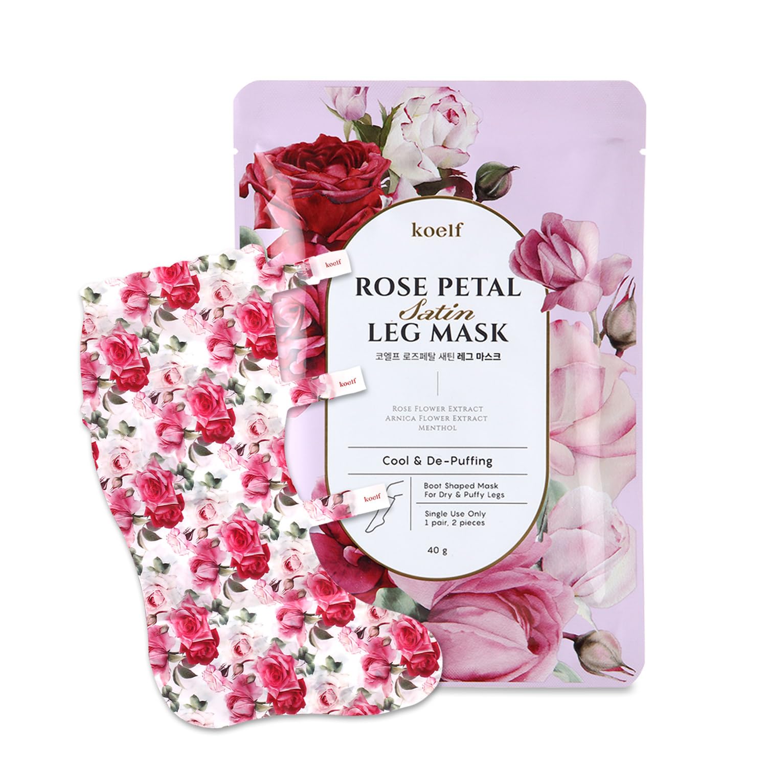 Petitfee koelf front packaging showing benefits and rose scent