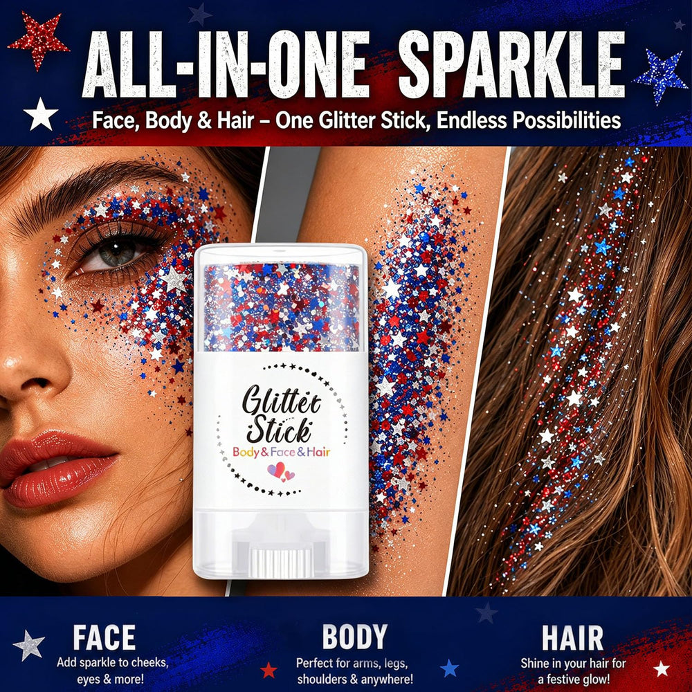 Petramrs hair streak demo on model showing bold patriotic color and long-wear benefit