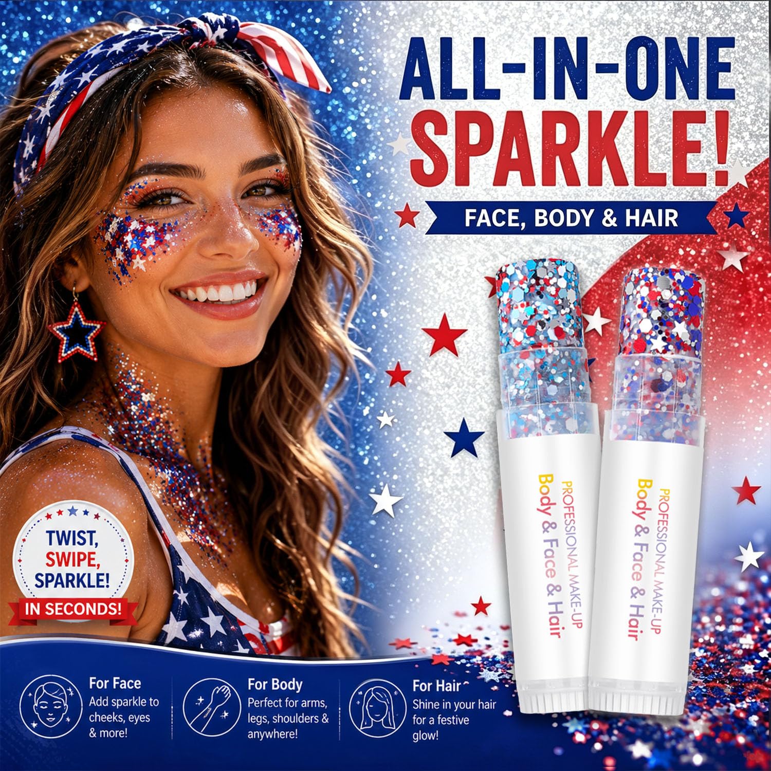 Petramrs used in hair braid streaks showing vibrant patriotic color accents for styling