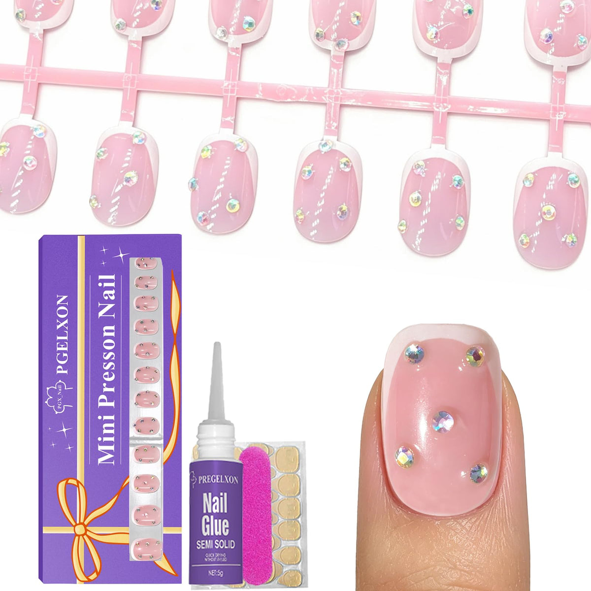 PGELXON front packaging showing 24-piece kids nail kit and gift box benefit