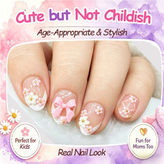 PGELXON child applying press-on nail supervised for quick, salon-style results