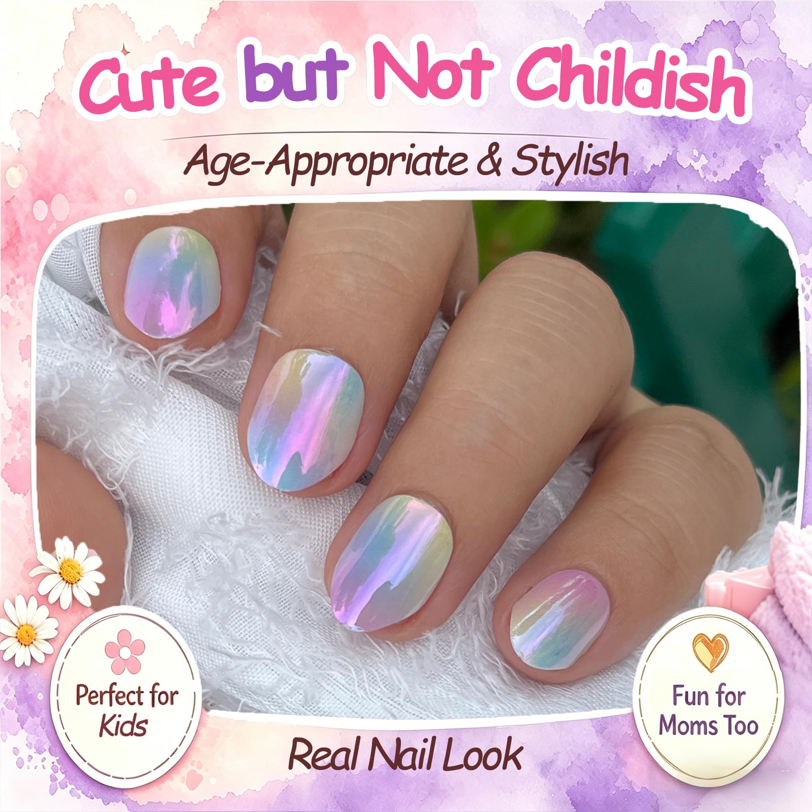 PGELXON child wearing nails in lifestyle scene for confidence and party-ready look