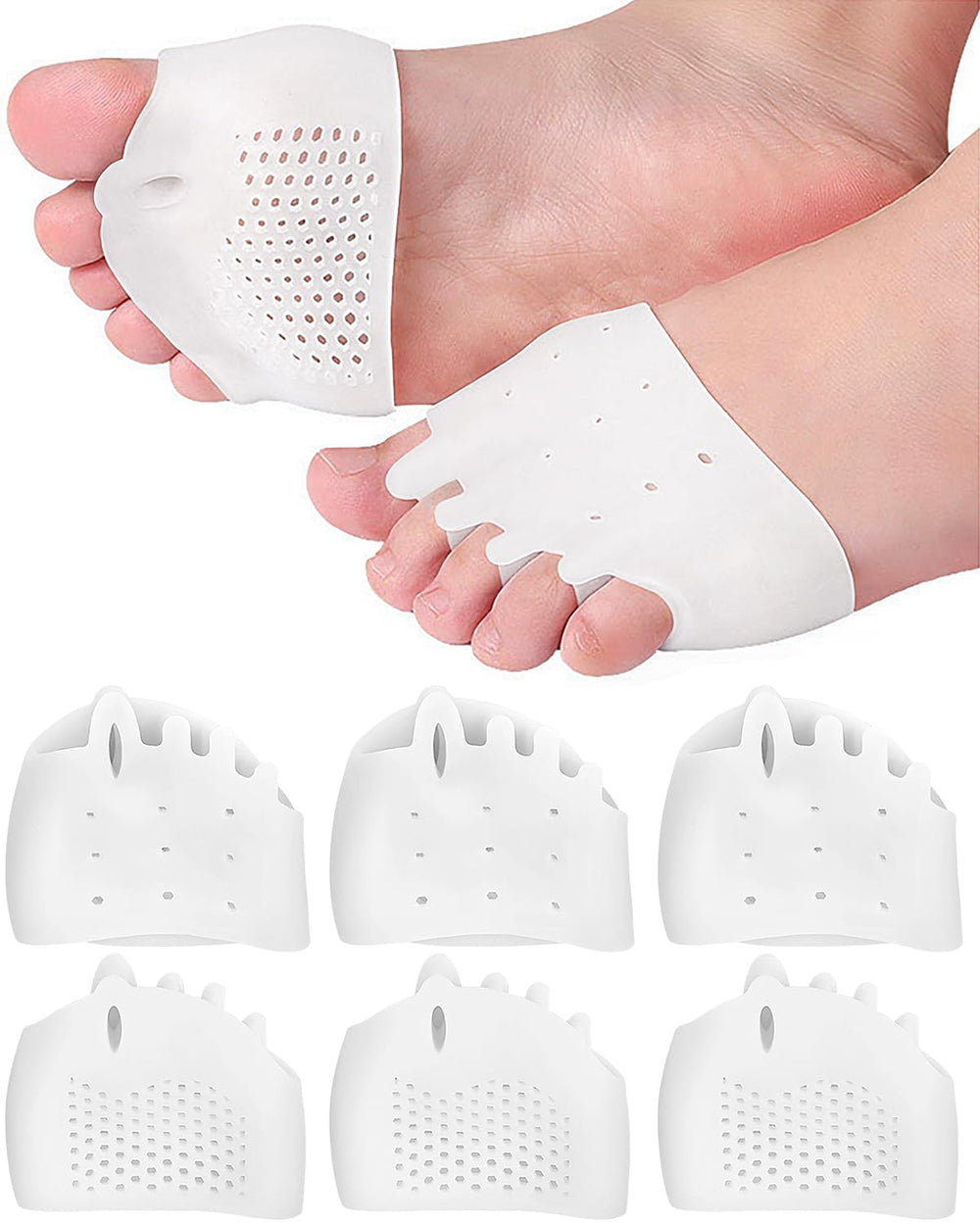 PGRODE front view shows three pairs of gel toe spacers and comfortable fit