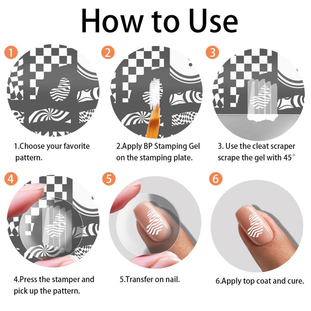 PH PandaHall French-tip stencils on model nails for polished results