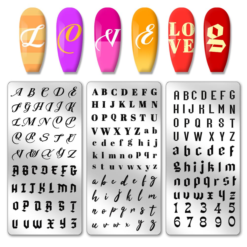 PH PandaHall front view of three stainless-steel letter plates showing variety and portability
