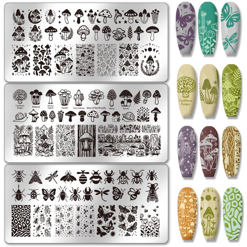 PH PandaHall plate front view showing mushroom and insect patterns for versatile designs