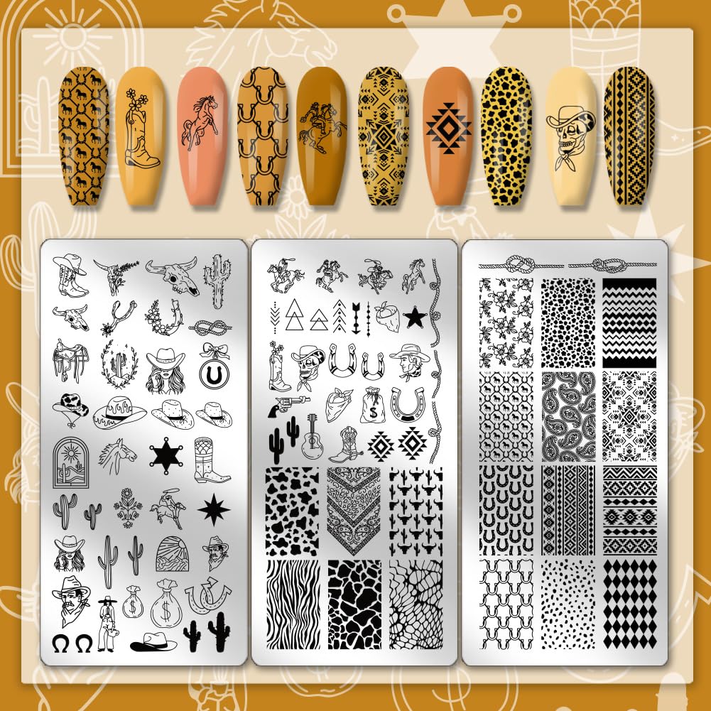 PH PandaHall stamper transferring western design onto fingernails for crisp results