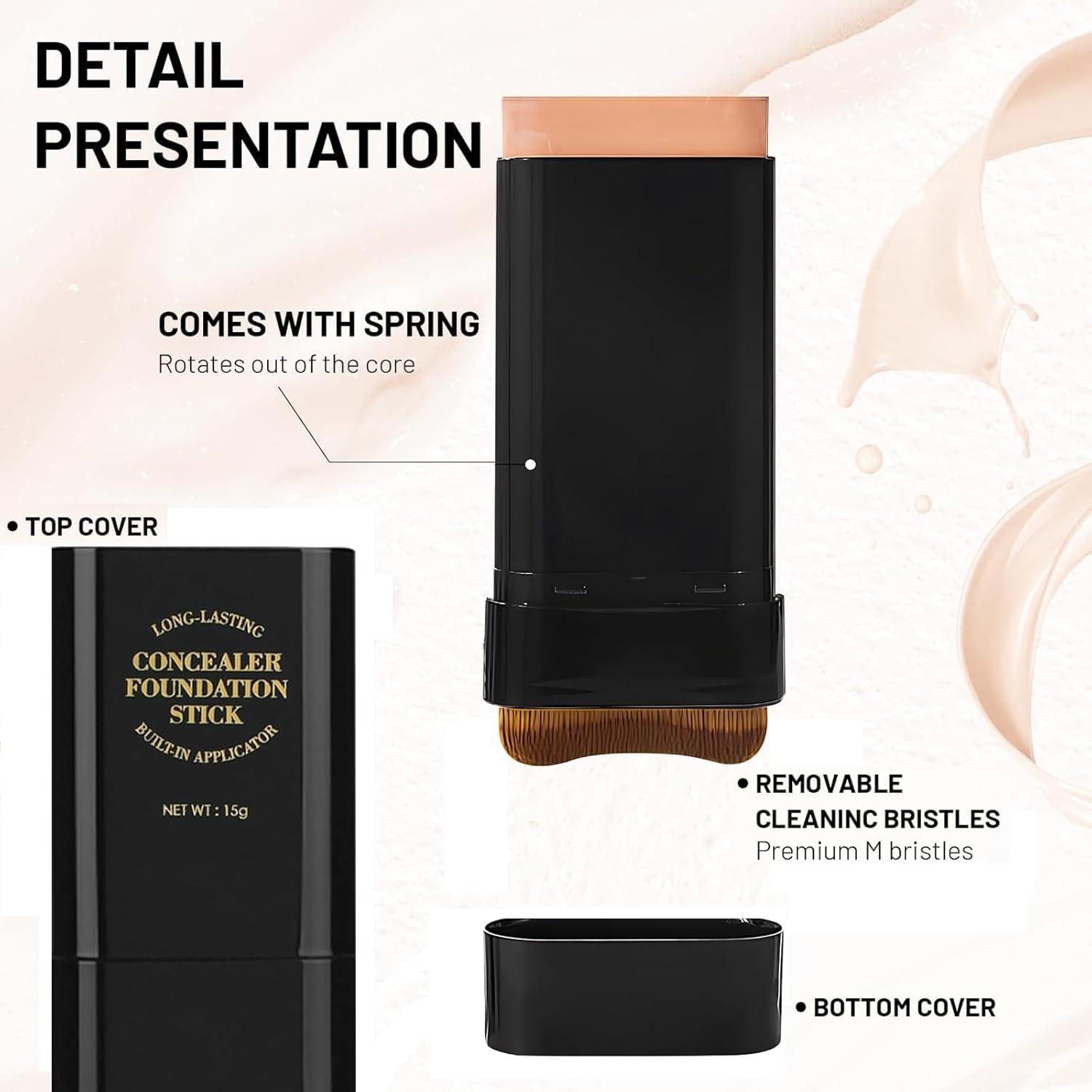 Phanund brush closeup showing soft M-shaped bristles for precise feathering and contouring