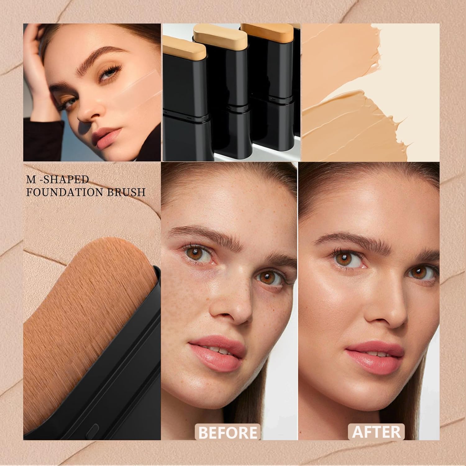Phanund dual-ended detail highlighting foundation tip and M-shaped brush for quick blending