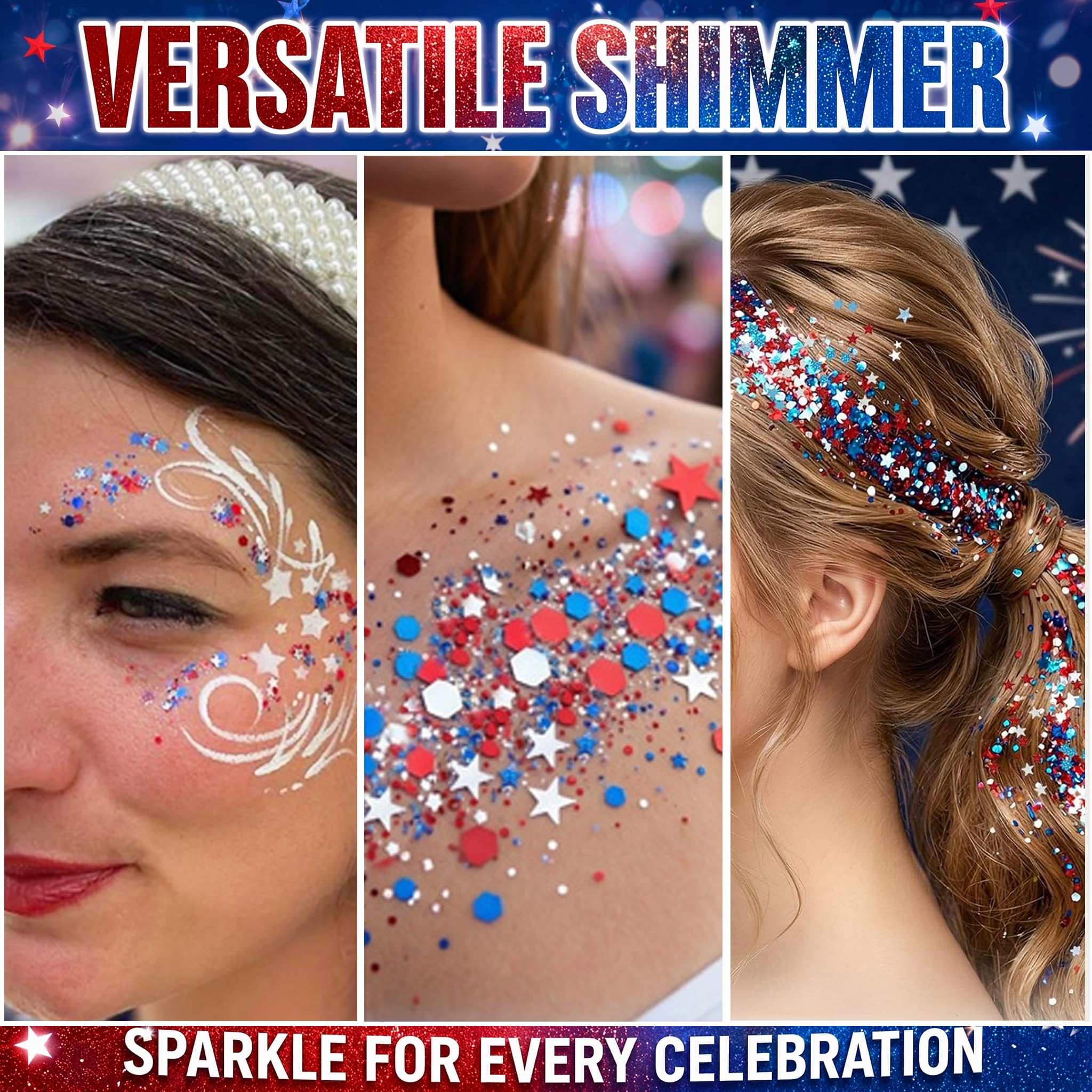 Phanund glitter stick white sparkle detail displaying holographic shine