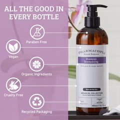Pharmacopia shampoo gel texture close-up showing smooth consistency
