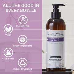 Pharmacopia gel texture on hand demonstrating lightweight lather and moisturizing benefit