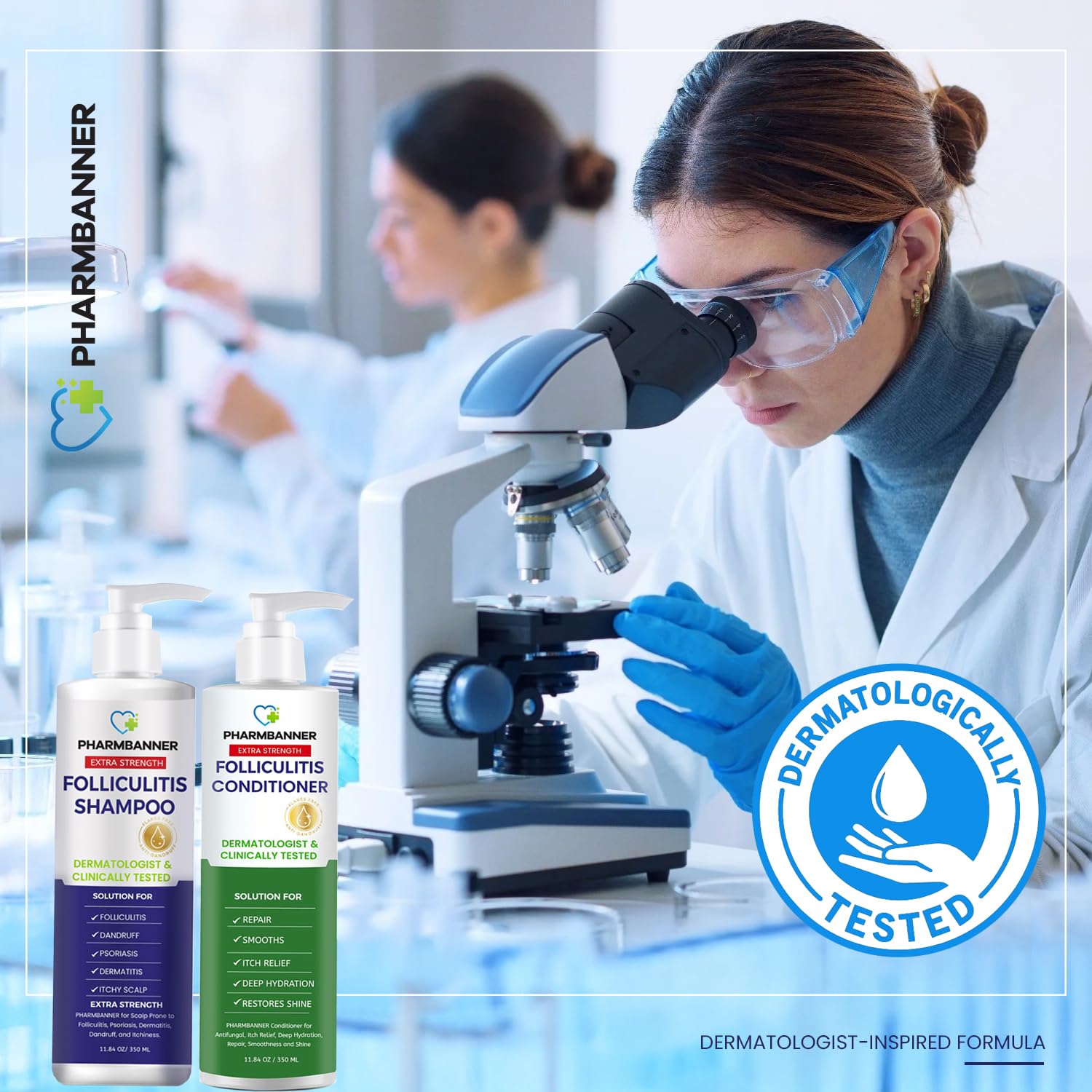 PHARMBANNER set placed on bathroom shelf for lifestyle appeal