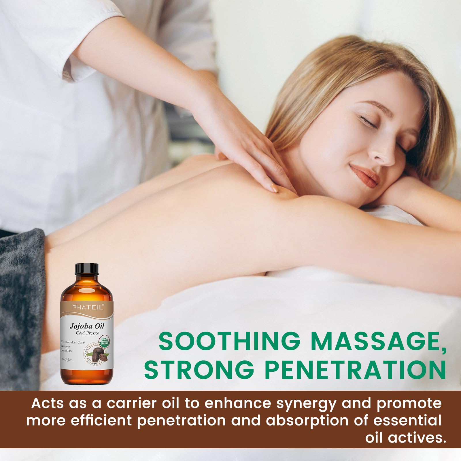 PHATOIL massaging oil into cuticle showing softened nails and conditioning benefit