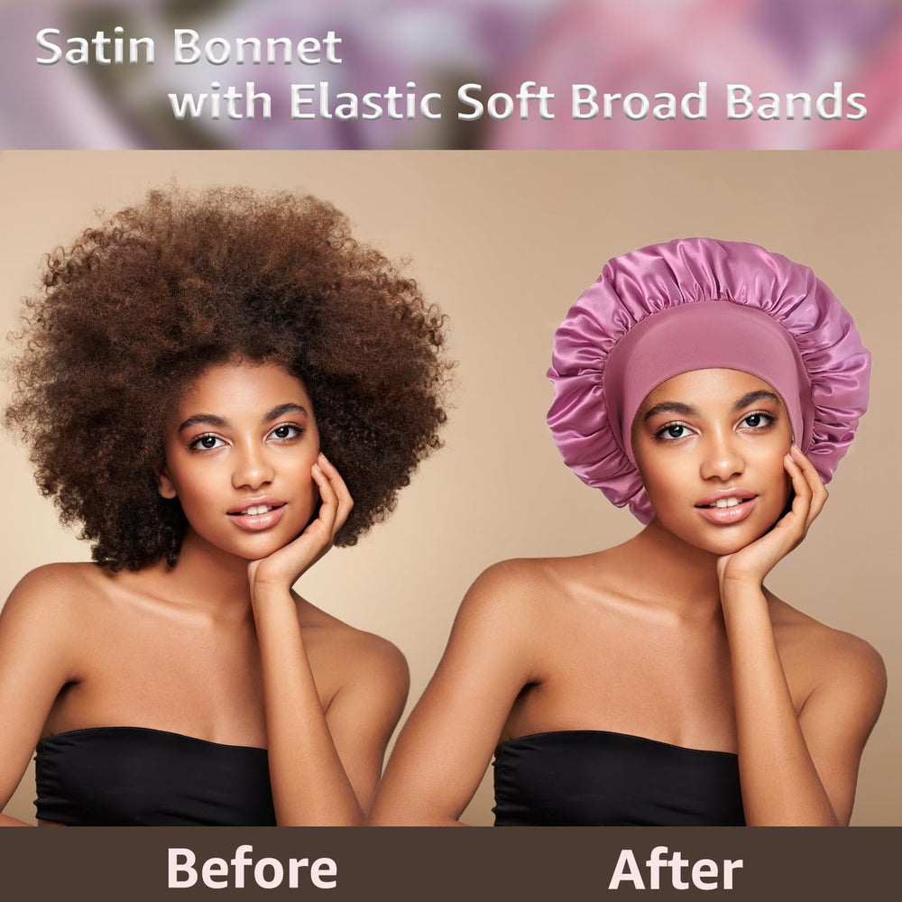 PHILIGHTS model wearing bonnet while sleeping demonstrating hair protection