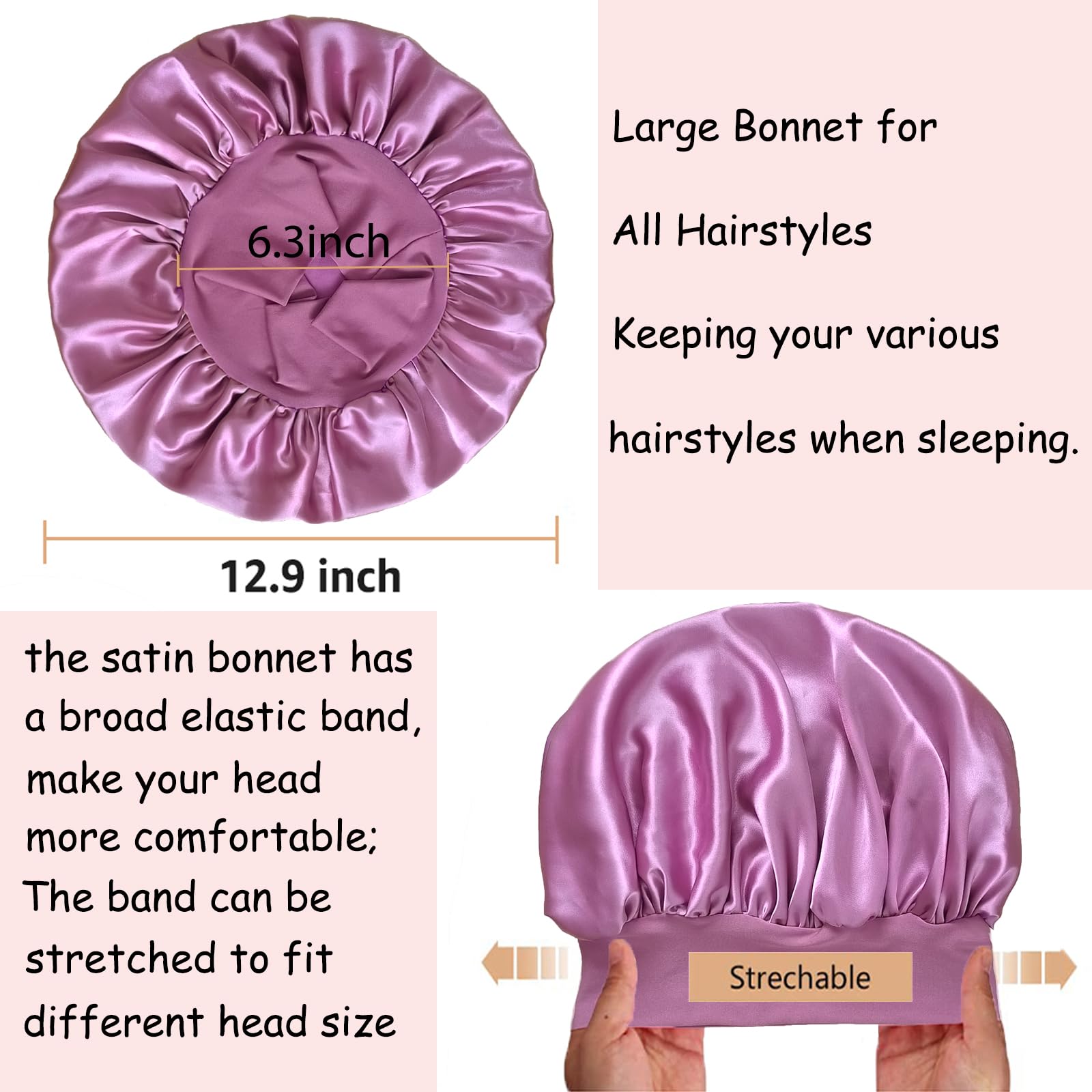 PHILIGHTS size comparison showing bonnet accommodating large hair volume