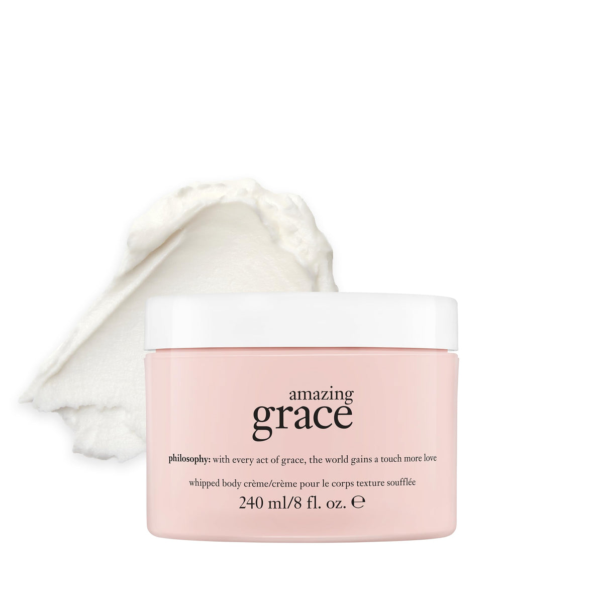 philosophy Amazing Grace front jar showing label and 8 fl oz size for gifting and display