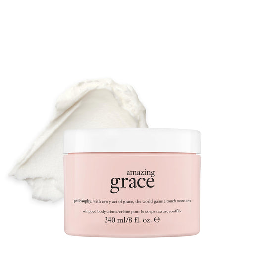 philosophy Amazing Grace front jar showing label and 8 fl oz size for gifting and display