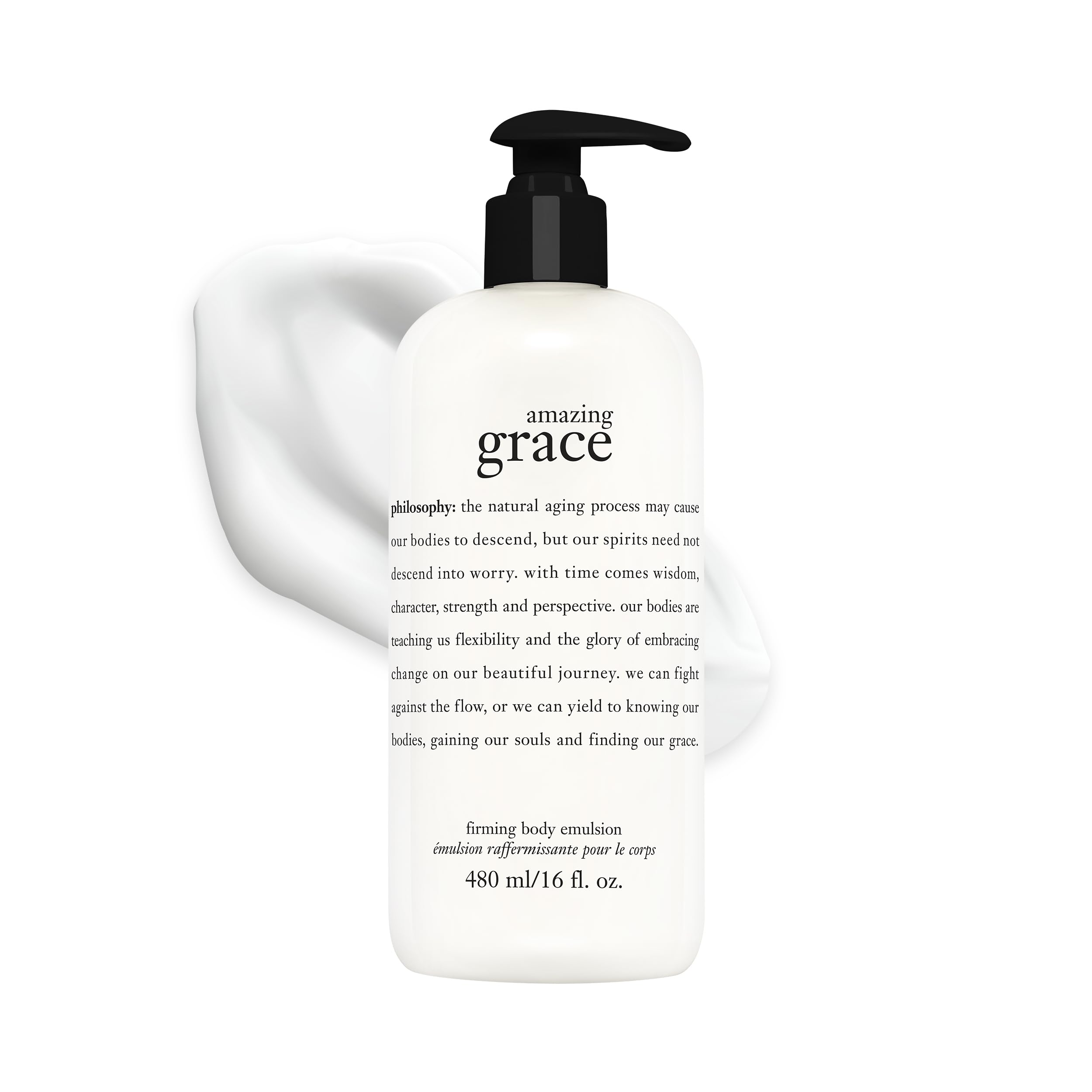philosophy bottle front packaging showing label and benefit of softening