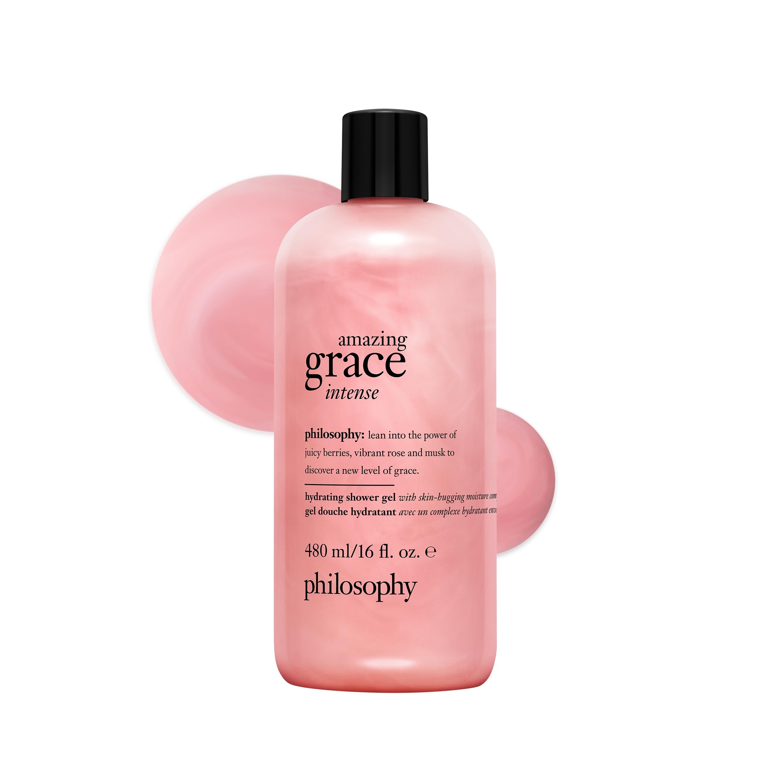 philosophy amazing grace front bottle shows packaging and product volume benefit