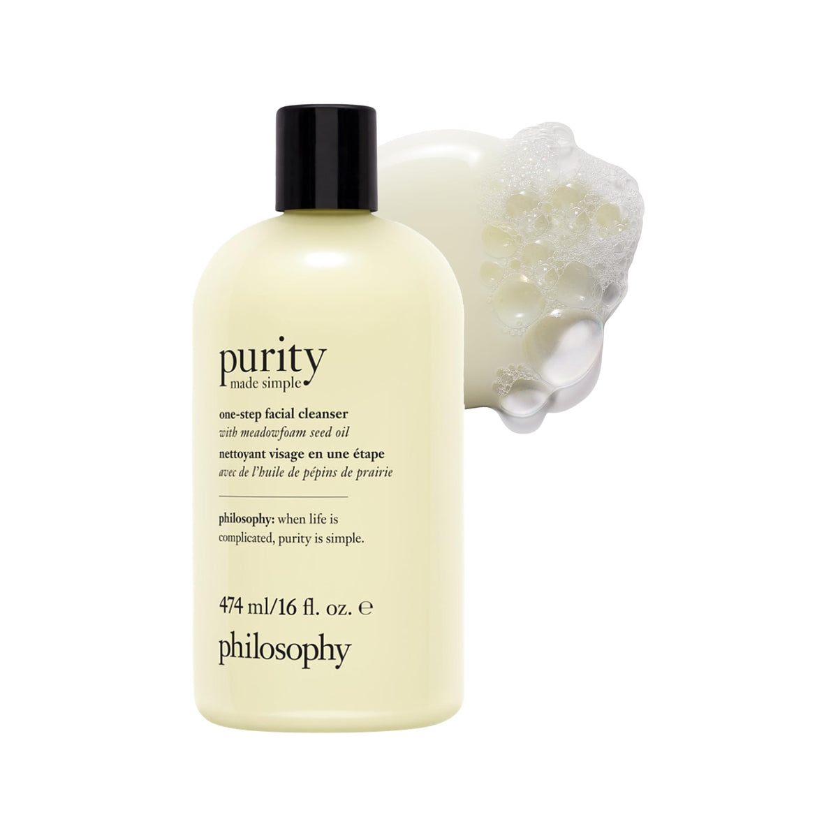 philosophy front packaging displaying product benefits and clean design