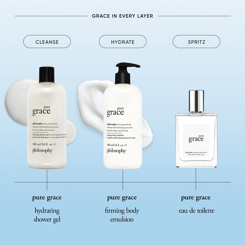 philosophy pure grace lifestyle bathroom scene showing daily routine benefit and elegant scent