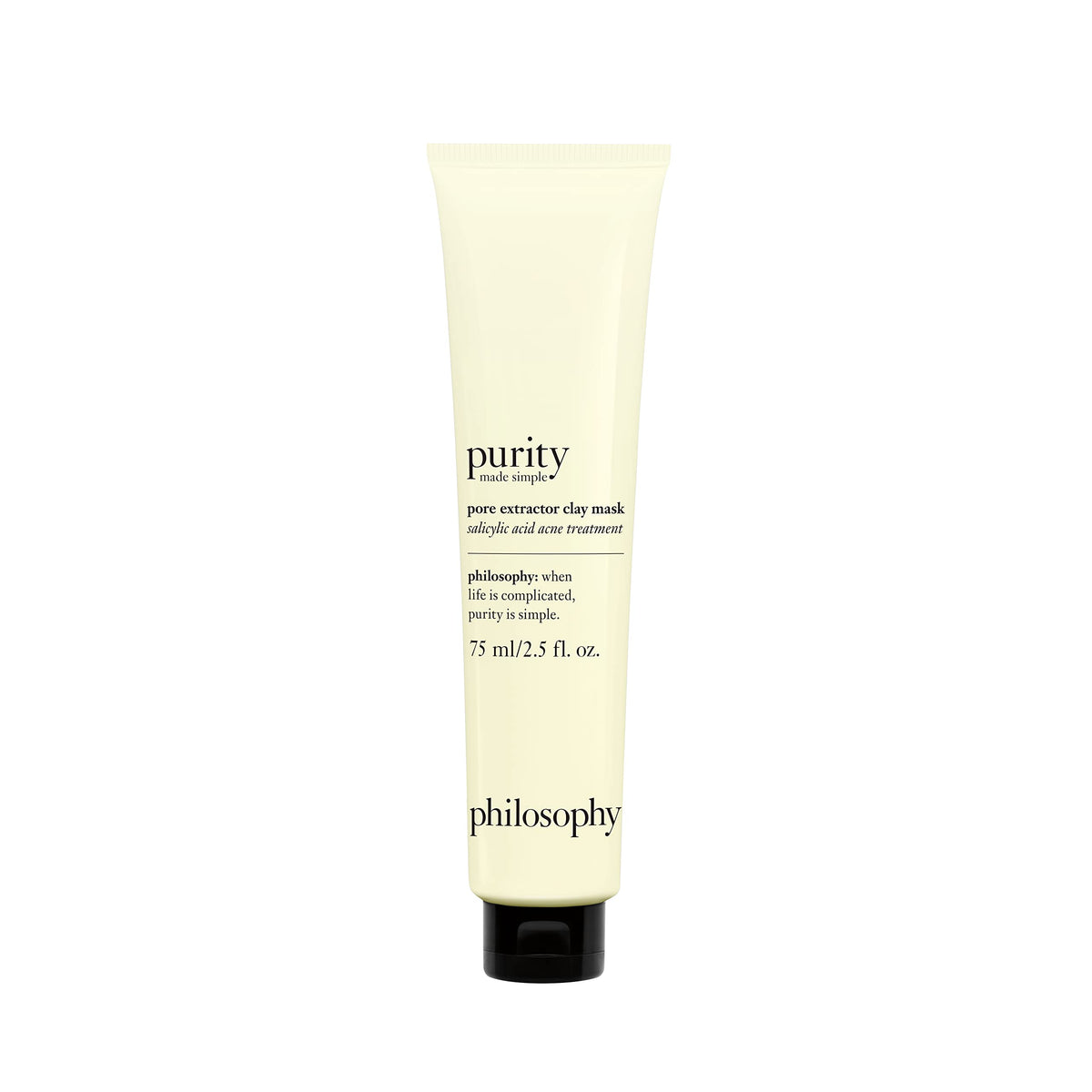 philosophy front tube showing product branding and clear label benefit