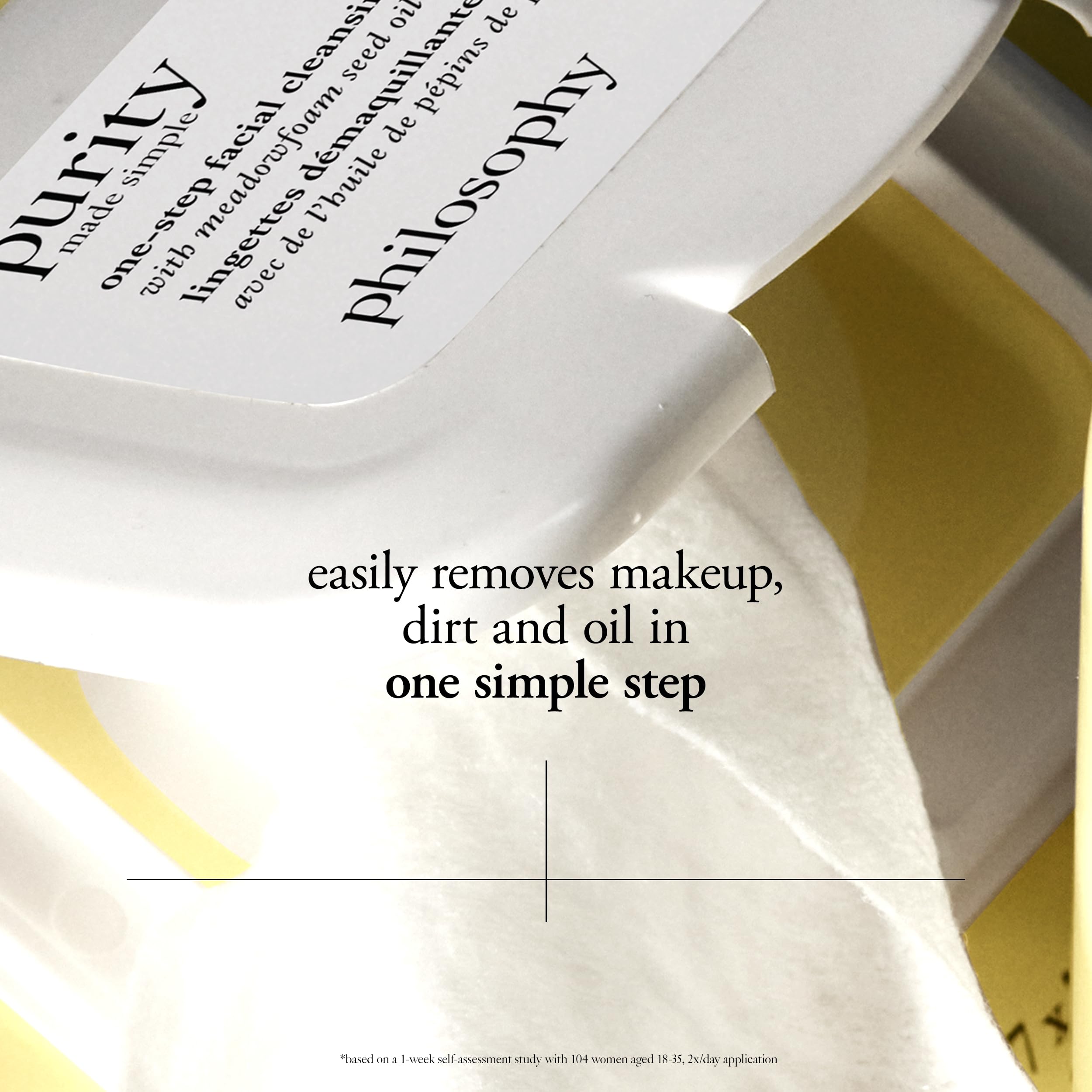 philosophy wipe in hand showing size and portability for quick refresh