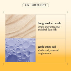 philosophy close-up of fine desert earth grains highlighting gentle exfoliation