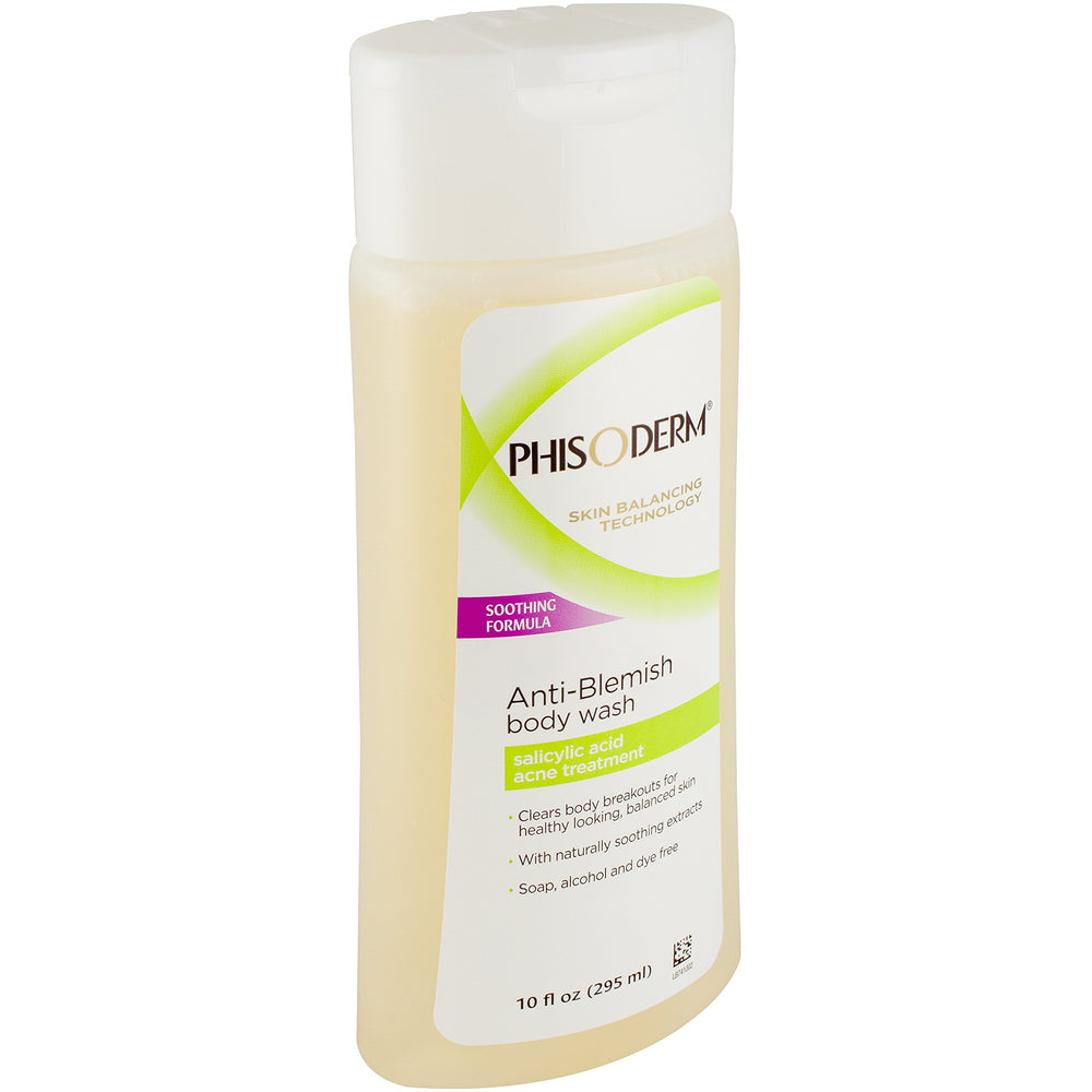 Phisoderm pump and label detail highlighting active ingredients benefit